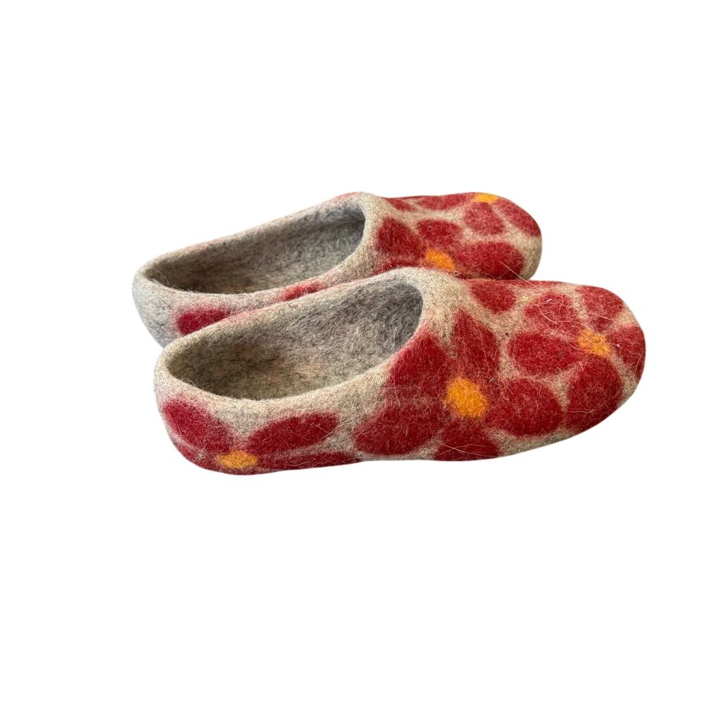 Tumar red Flow Wool Slippers